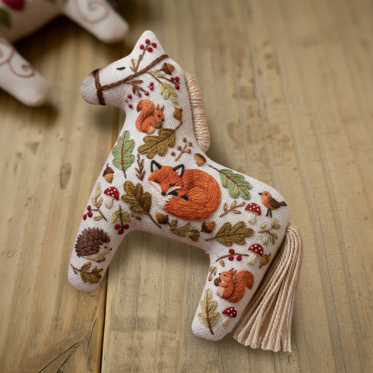 Rubbyoo Dala Horse Embroidery Kit - Cute Fox | Sewing Handmade Gift | Animals In Autumn Pendant - image 6