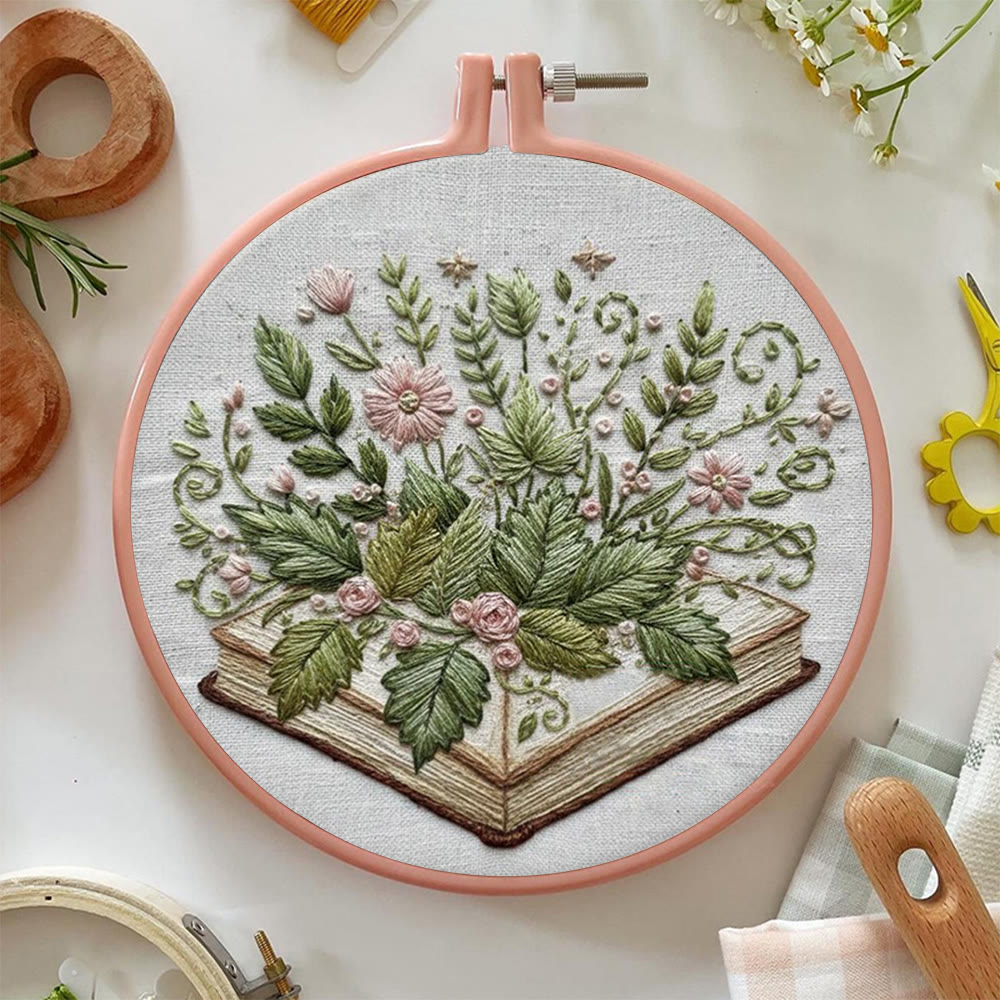 Rubbyoo Embroidery Kit - Botanical Book Garden | Literary Diy | Thoughtful Present - image 2