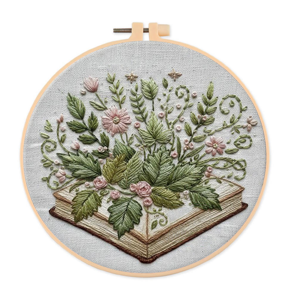 Rubbyoo Embroidery Kit - Botanical Book Garden | Literary Diy | Thoughtful Present - 20*20cm - image 1
