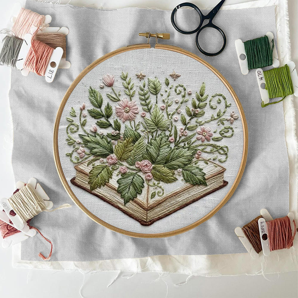 Rubbyoo Embroidery Kit - Botanical Book Garden | Literary Diy | Thoughtful Present - image 4