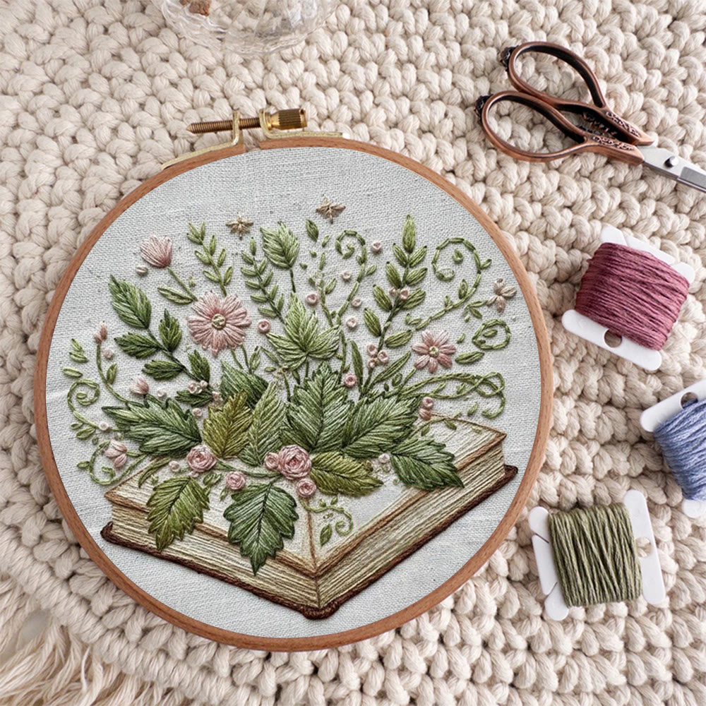 Rubbyoo Embroidery Kit - Botanical Book Garden | Literary Diy | Thoughtful Present - image 3