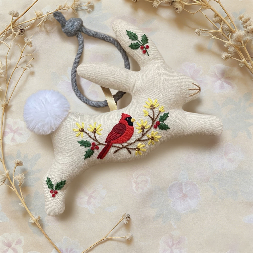 Rubbyoo Rabbit Embroidery Kit - Spring Cardinal | Handmade Children Toy | Cute Animal Ornament - image 6