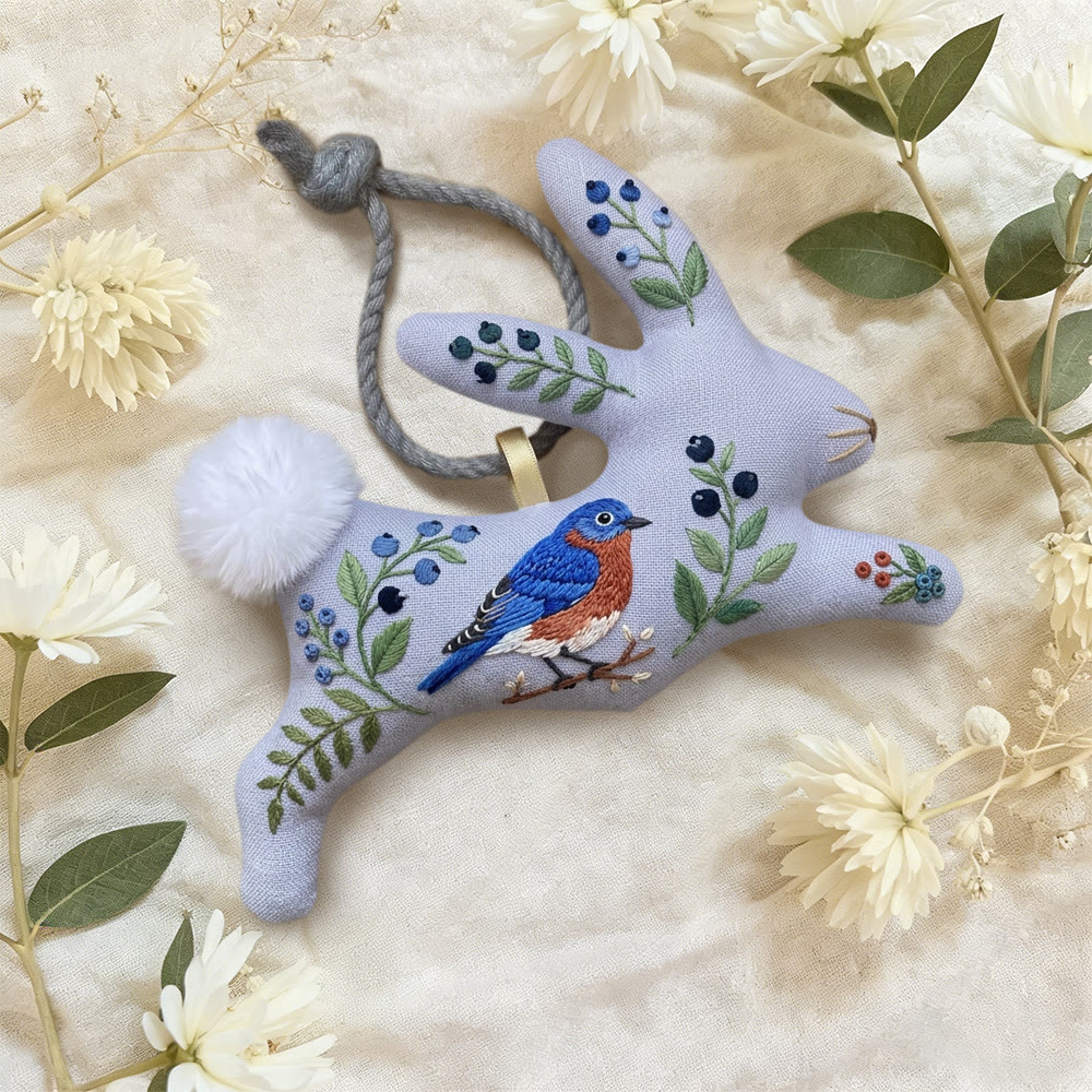 Rubbyoo Rabbit Embroidery Kit - Blue Bird | Sewing Holiday Ornament | Handmade Stitch Craft  - image 2
