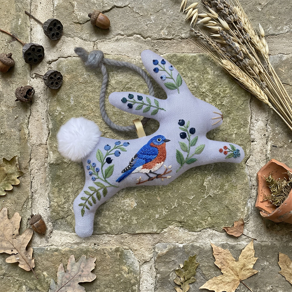Rubbyoo Rabbit Embroidery Kit - Blue Bird | Sewing Holiday Ornament | Handmade Stitch Craft  - image 5