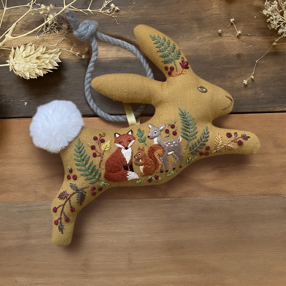 Rubbyoo Rabbit Embroidery Kit - Woodland Animal | Diy Stitch Craft | Creative Hoop Art - 6 inches hoop kit - image 1