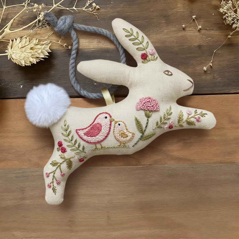 Rubbyoo Rabbit Embroidery Kit - Chick Family | Holiday Bunny Decor | Gift For Mom  - 6 inches hoop kit - image 1