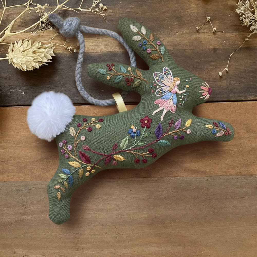 Rubbyoo Rabbit Embroidery Kit - Magical Fairy | Diy Hanging Decor | Unique Birthday Gift  - 6 inches hoop kit - image 1