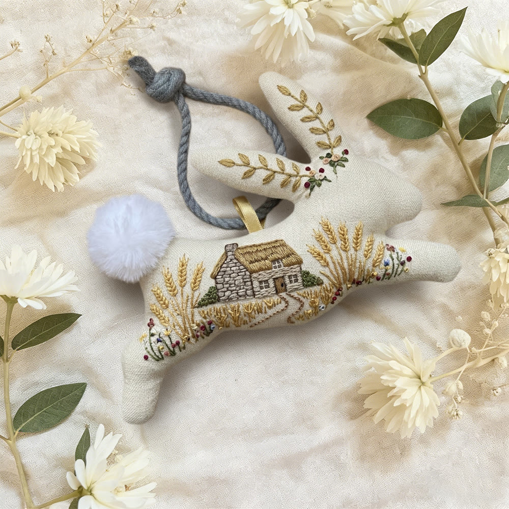 Rubbyoo Rabbit Embroidery Kit - Country House | Landscape Handmade Art | Diy Decorative Craft  - image 2