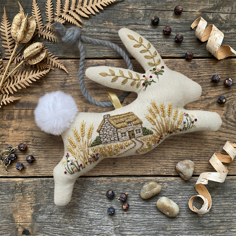 Rubbyoo Rabbit Embroidery Kit - Country House | Landscape Handmade Art | Diy Decorative Craft  - image 3