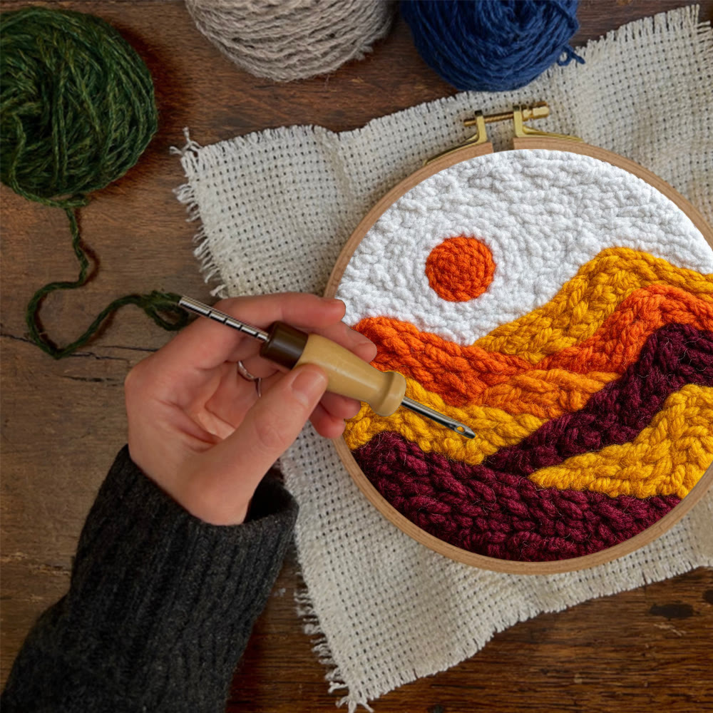 Mountain Sunset Punch Needle Kit - Diy Landscape Handicraft | Perfect For Home Decor - image 2