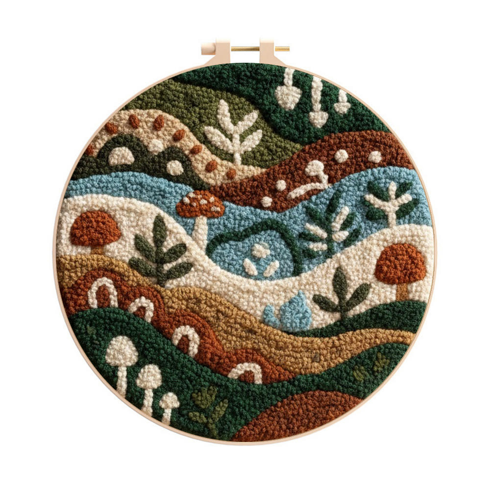 Rural Plants Punch Needle Kit - Easy Craft For Beginner | Unique Handmade Art - 8 inch Hoop Kit - image 1