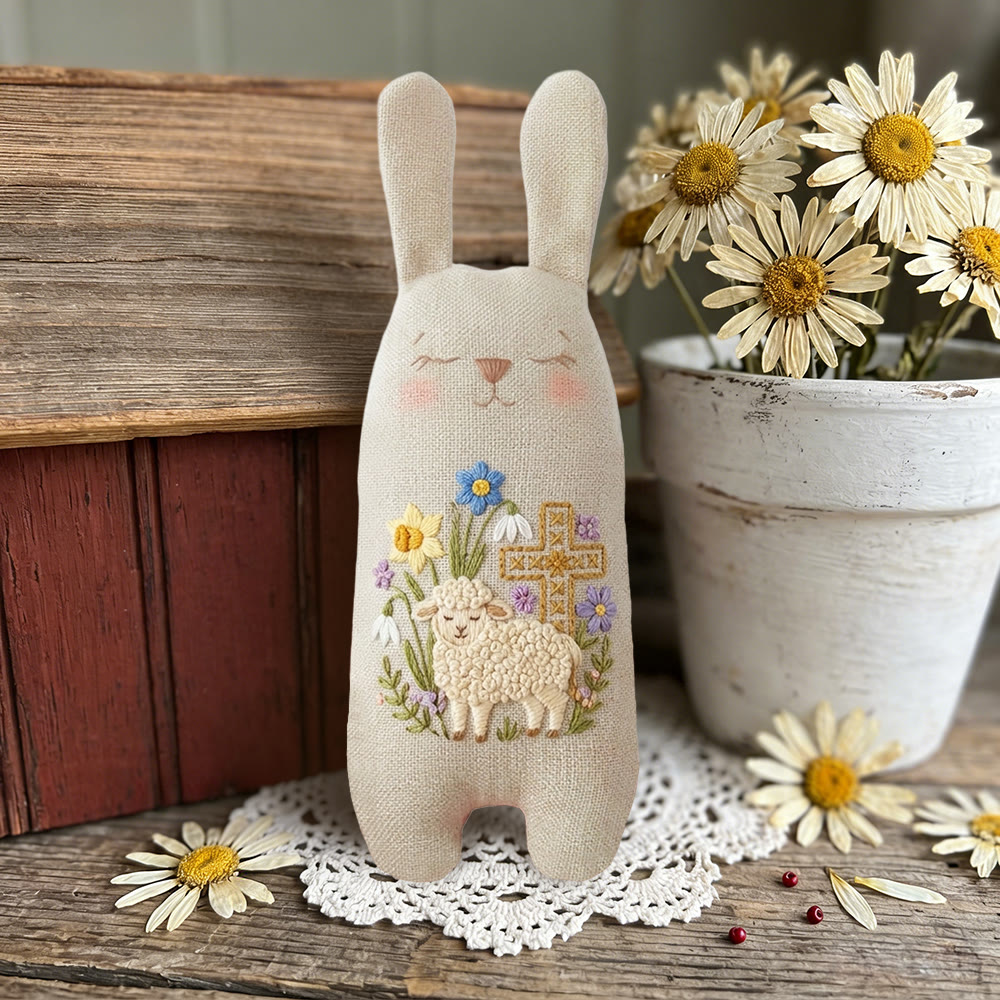 Rubbyoo Bunny Toy Embroidery Kit - Cross And Sheep | Eligious Christian Gift |handmade Bunny Craft  - image 2