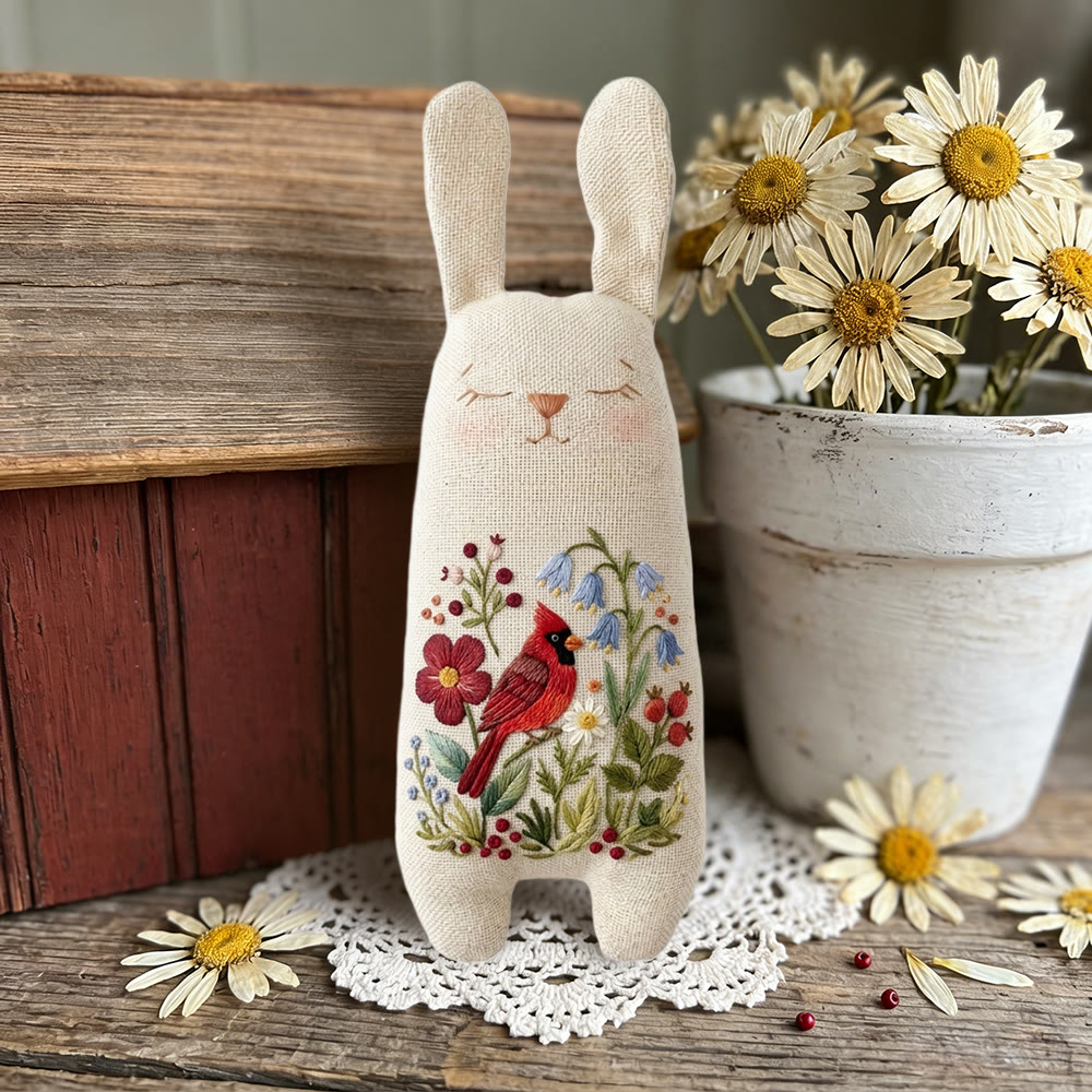 Rubbyoo Bunny Toy Embroidery Kit - Floral Cardinal Bird | Spring Handmade Craft | Sewing Animal Toy - image 5