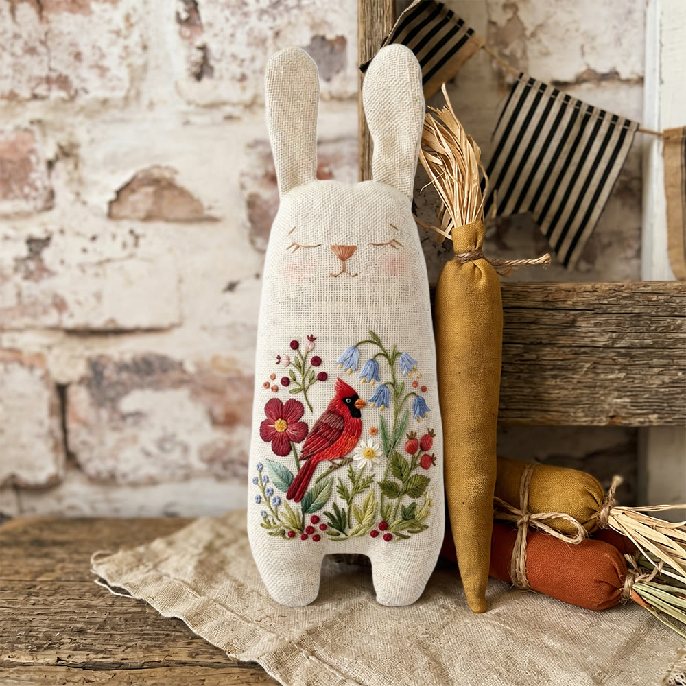 Rubbyoo Bunny Toy Embroidery Kit - Floral Cardinal Bird | Spring Handmade Craft | Sewing Animal Toy - image 3