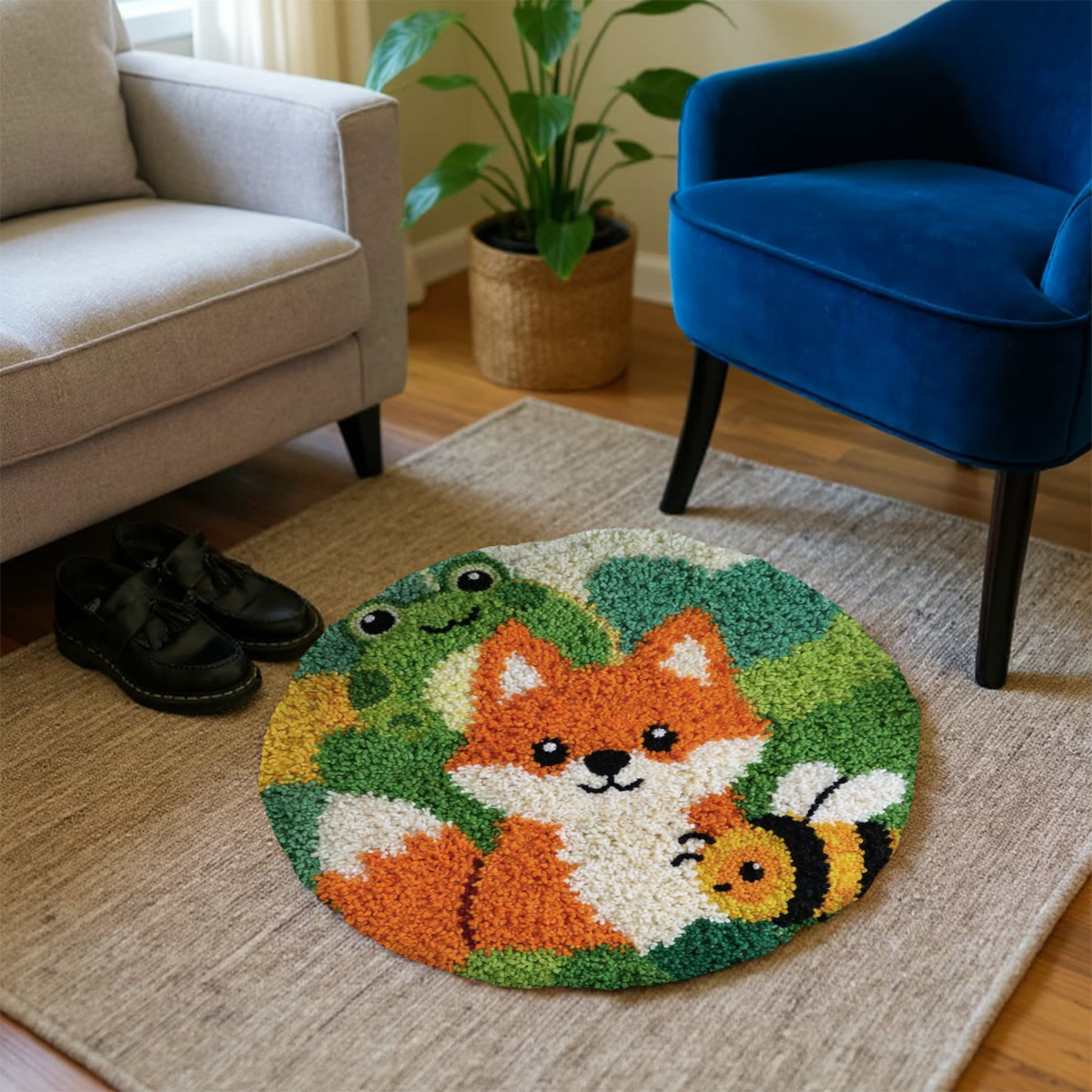 Rubbyoo Latch Hook Rug Kit - Fox And Bee | Diy Handmade Crafts | Unique Play Mat - image 2