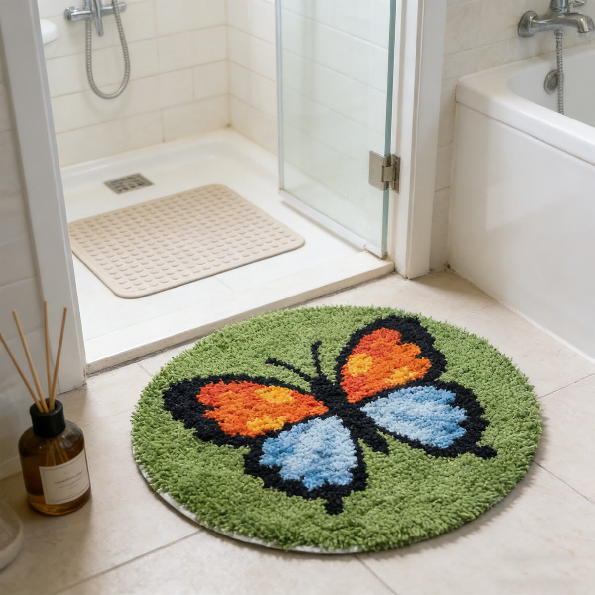Rubbyoo Latch Hook Rug Kit - Colorful Butterfly | Creative Mat For Bathroom | Handmade Craft For Beginner  - image 2