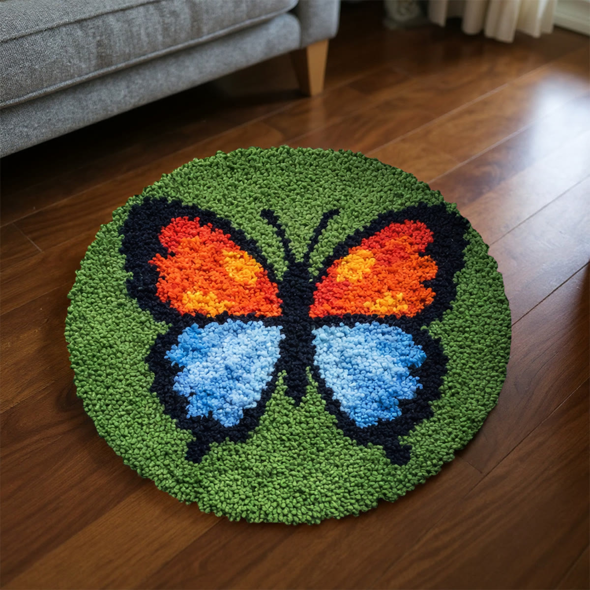 Rubbyoo Latch Hook Rug Kit - Colorful Butterfly | Creative Mat For Bathroom | Handmade Craft For Beginner  - image 1