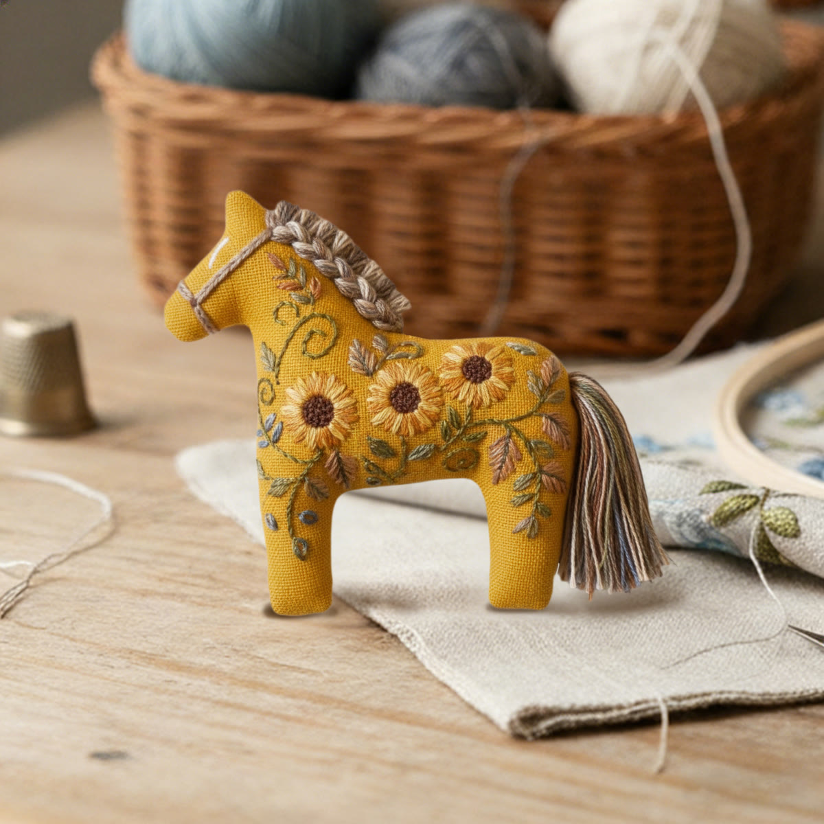 Rubbyoo Dala Horse Embroidery Kit - Sunflowers | Craft For Mothers Day | Artistic Stitch Ornament  - image 3