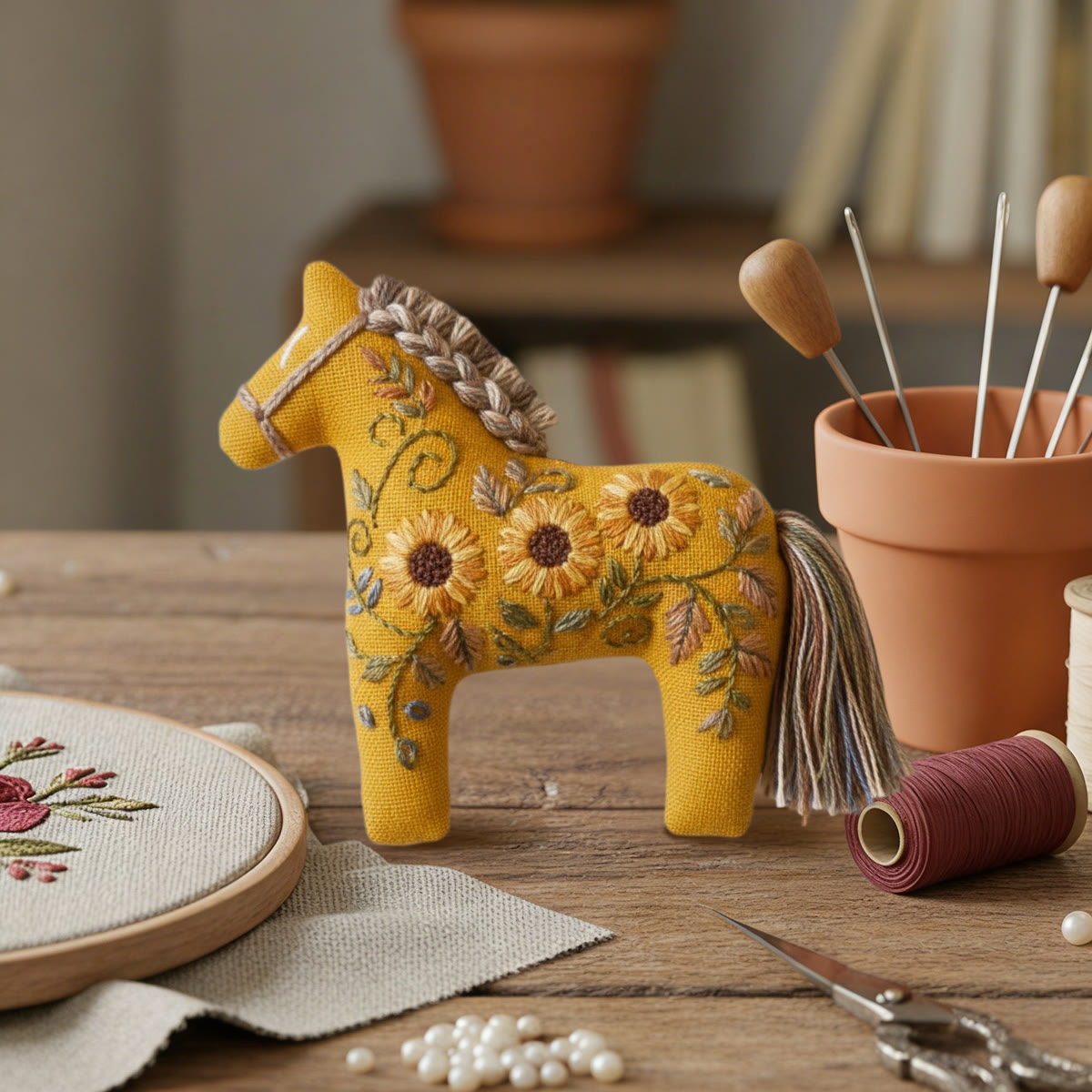 Rubbyoo Dala Horse Embroidery Kit - Sunflowers | Craft For Mothers Day | Artistic Stitch Ornament  - image 5