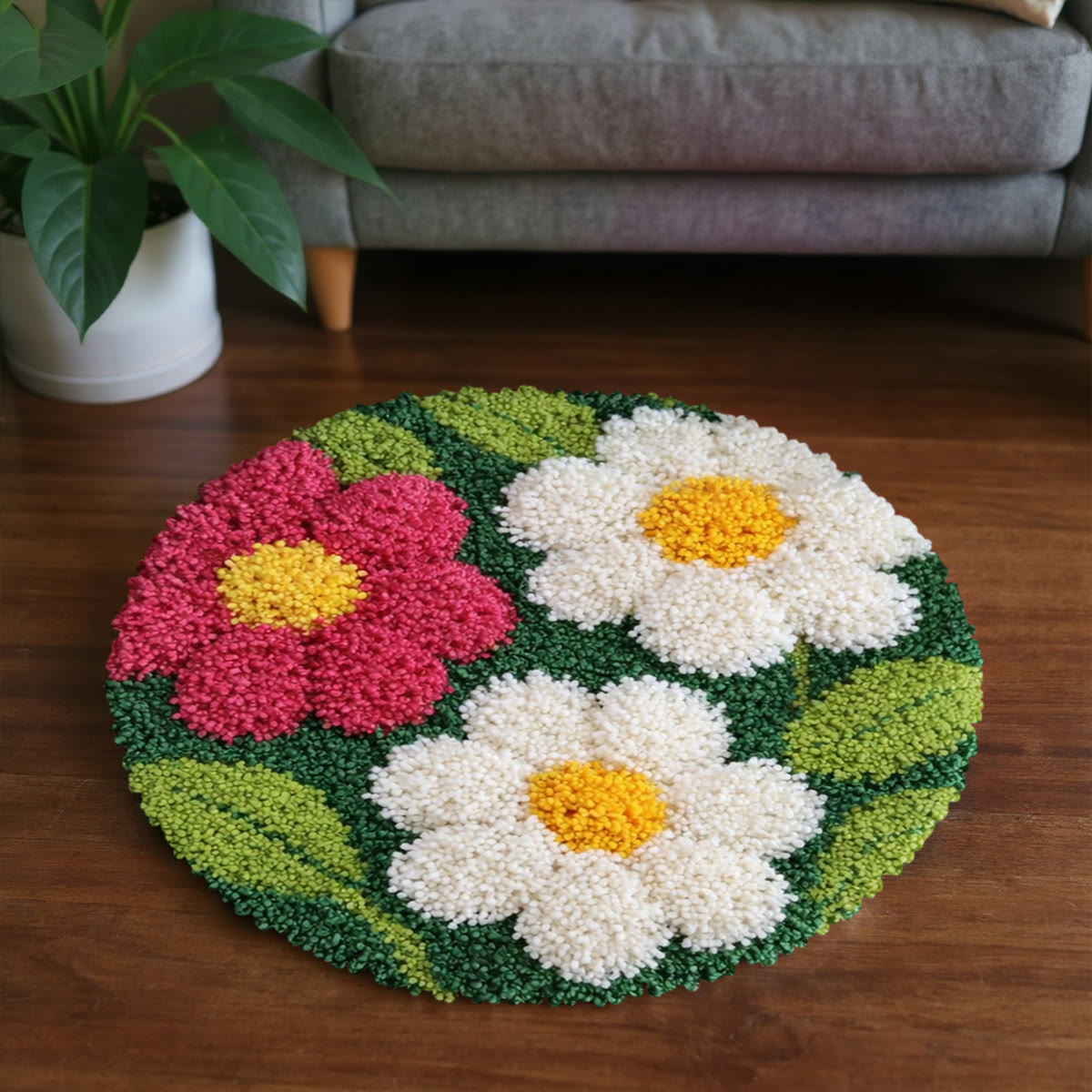 Rubbyoo Latch Hook Rug Kit - Spring Flowers | Tufted Floor Carpet | Diy Home Decor - image 4