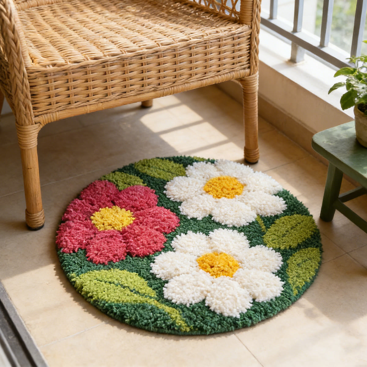 Rubbyoo Latch Hook Rug Kit - Spring Flowers | Tufted Floor Carpet | Diy Home Decor - image 3