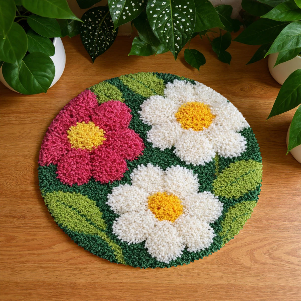 Rubbyoo Latch Hook Rug Kit - Spring Flowers | Tufted Floor Carpet | Diy Home Decor - 48×48cm - image 1