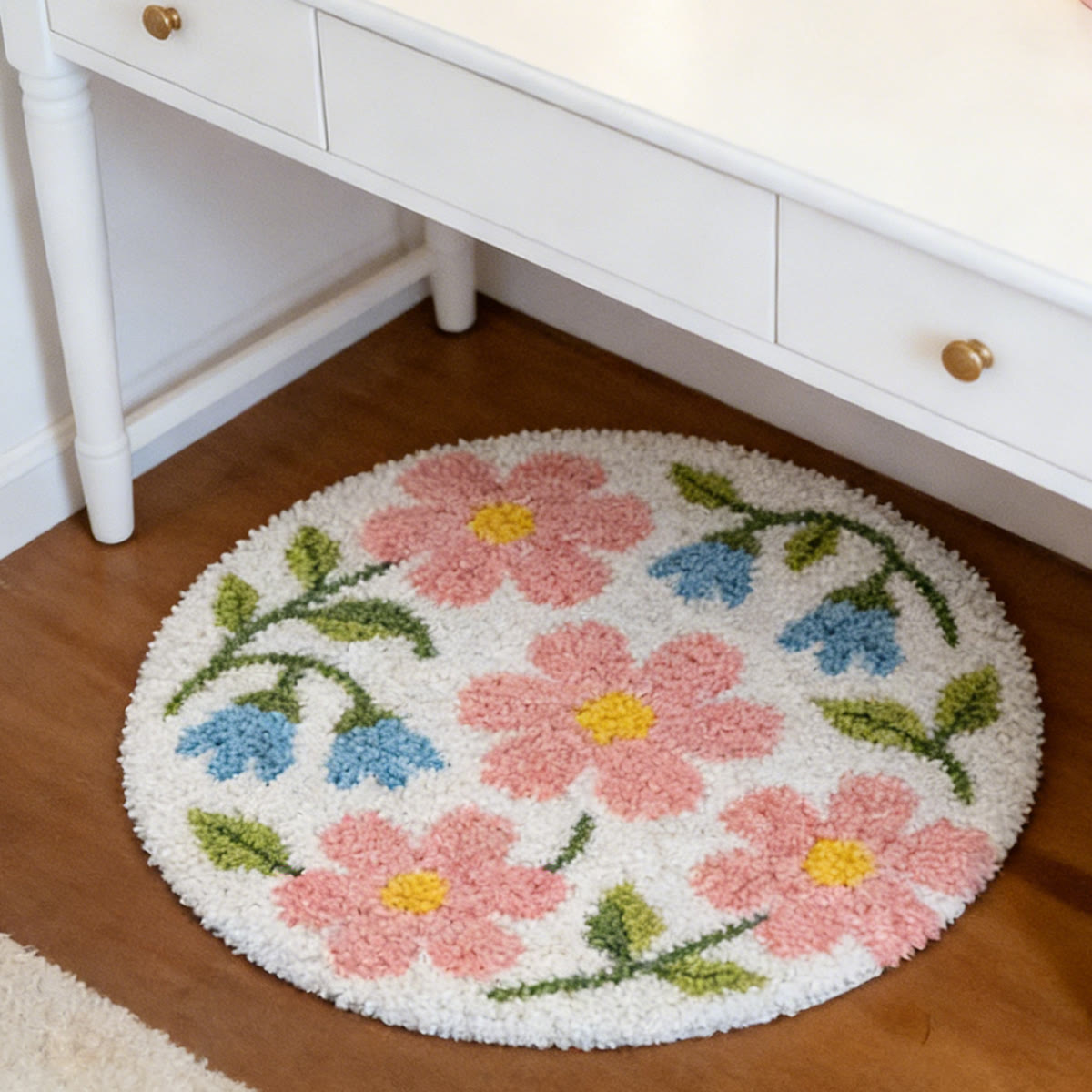 Rubbyoo Latch Hook Rug Kit - Pink Flower | Nice Housewarming Gift | Entrance Door Mat - image 4