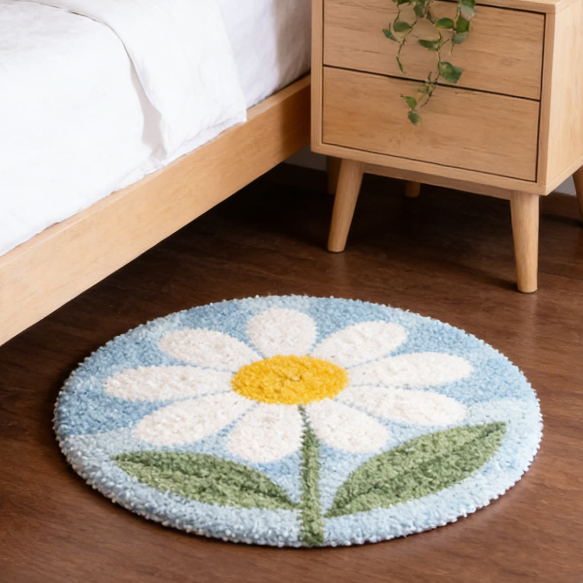 Rubbyoo Latch Hook Rug Kit - Little Flower | Floral Bedroom Mat | Nice Birthday Gift  - image 2