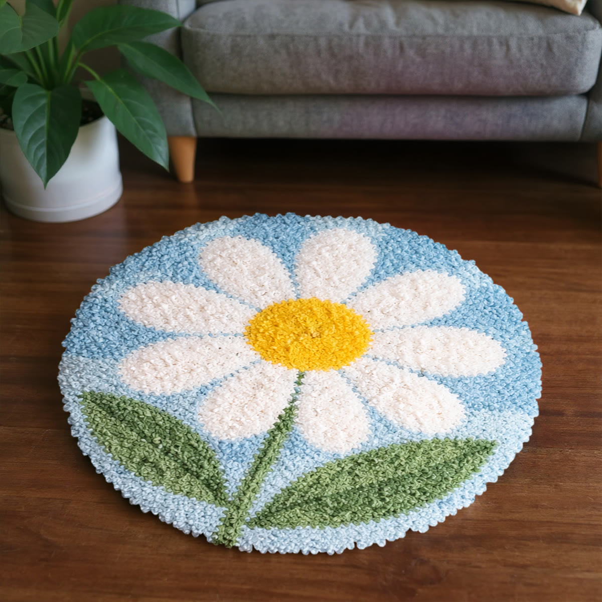 Rubbyoo Latch Hook Rug Kit - Little Flower | Floral Bedroom Mat | Nice Birthday Gift  - image 4