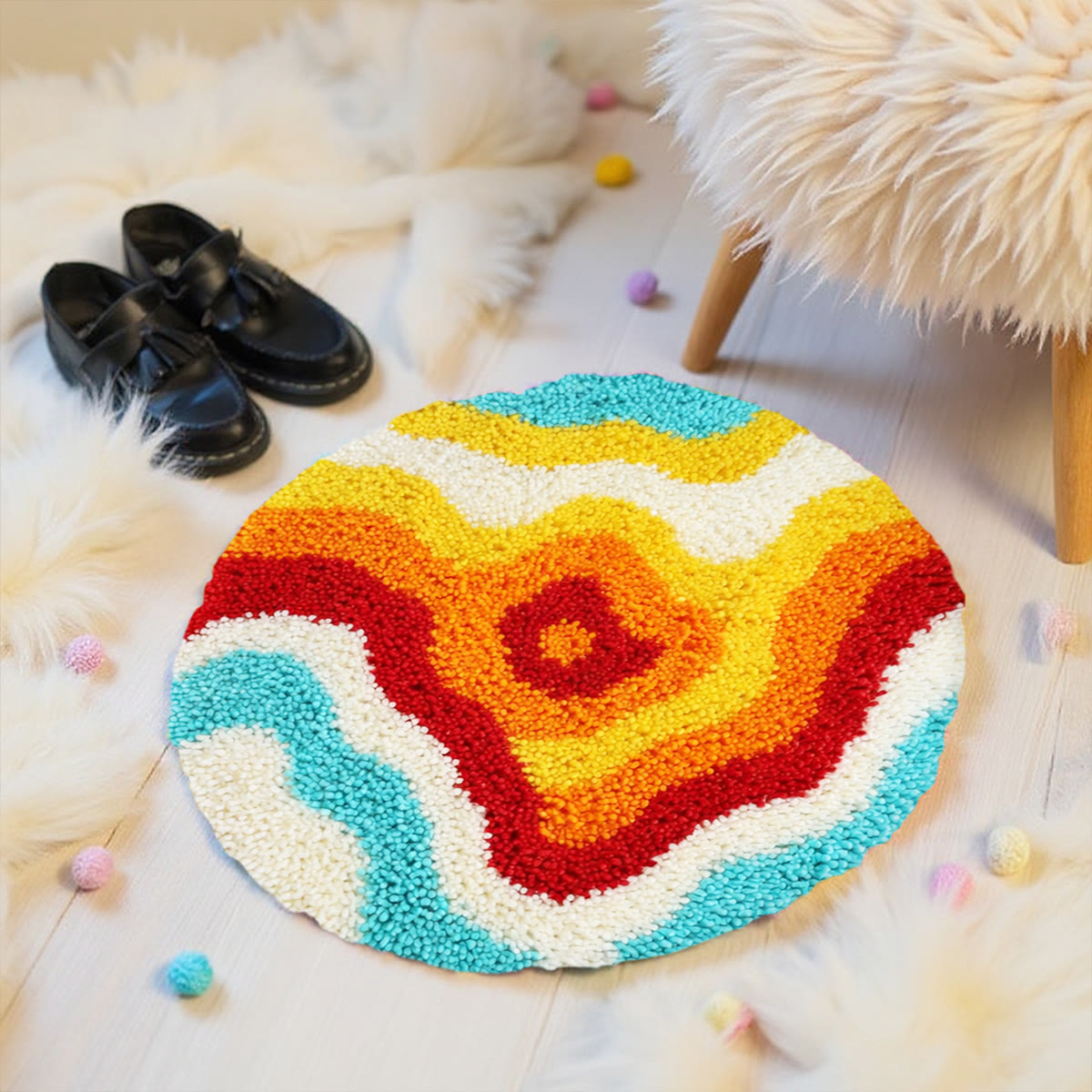 Rubbyoo Latch Hook Rug Kit - Bright Design | Entryway Floor Mat | Unique Room Ornament - image 2