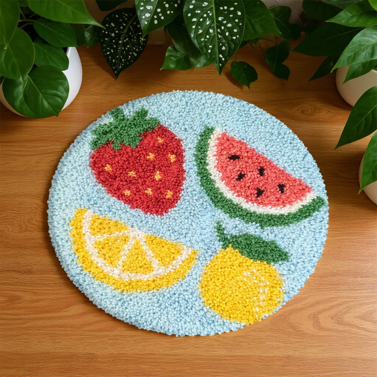 Rubbyoo Latch Hook Rug Kit - Fruits | Fashion Door Mat | Diy Handmade Craft  - 48×48cm - image 1