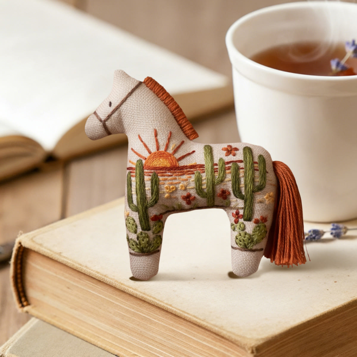 Rubbyoo Dala Horse Embroidery Kit - Sun And Cactus | Cute Handmade Gift | Bedroom Decoration - image 2