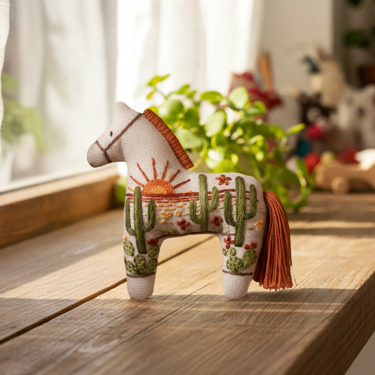 Rubbyoo Dala Horse Embroidery Kit - Sun And Cactus | Cute Handmade Gift | Bedroom Decoration - image 4