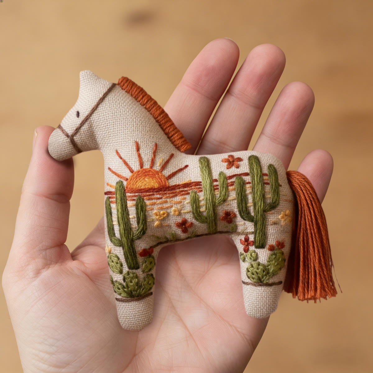 Rubbyoo Dala Horse Embroidery Kit - Sun And Cactus | Cute Handmade Gift | Bedroom Decoration - image 8