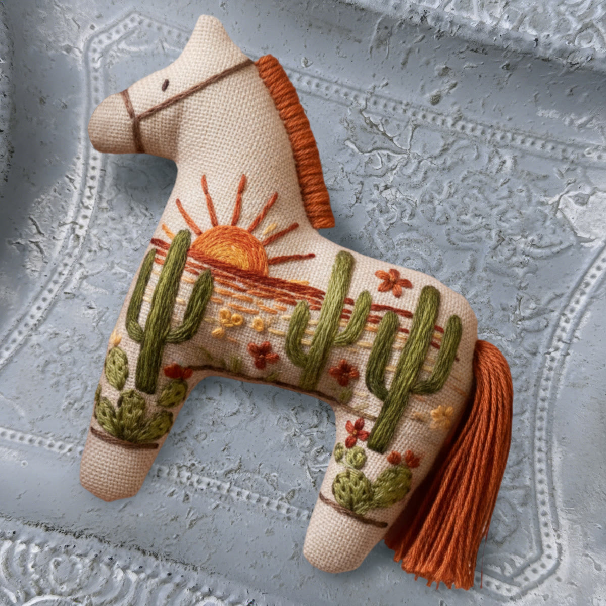 Rubbyoo Dala Horse Embroidery Kit - Sun And Cactus | Cute Handmade Gift | Bedroom Decoration - image 9