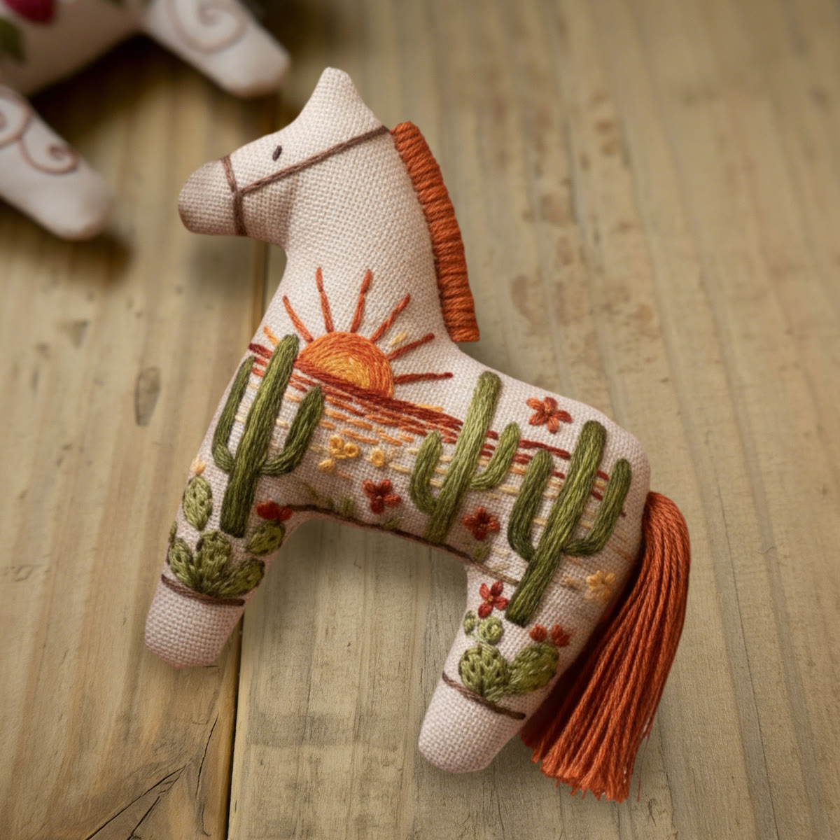 Rubbyoo Dala Horse Embroidery Kit - Sun And Cactus | Cute Handmade Gift | Bedroom Decoration - image 7