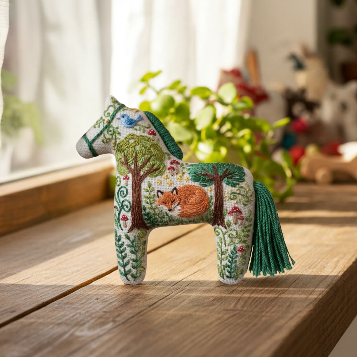 Rubbyoo Dala Horse Embroidery Kit - Bird And Fox | Nature Lover Gift | Fairy-tale Home Decor  - image 4