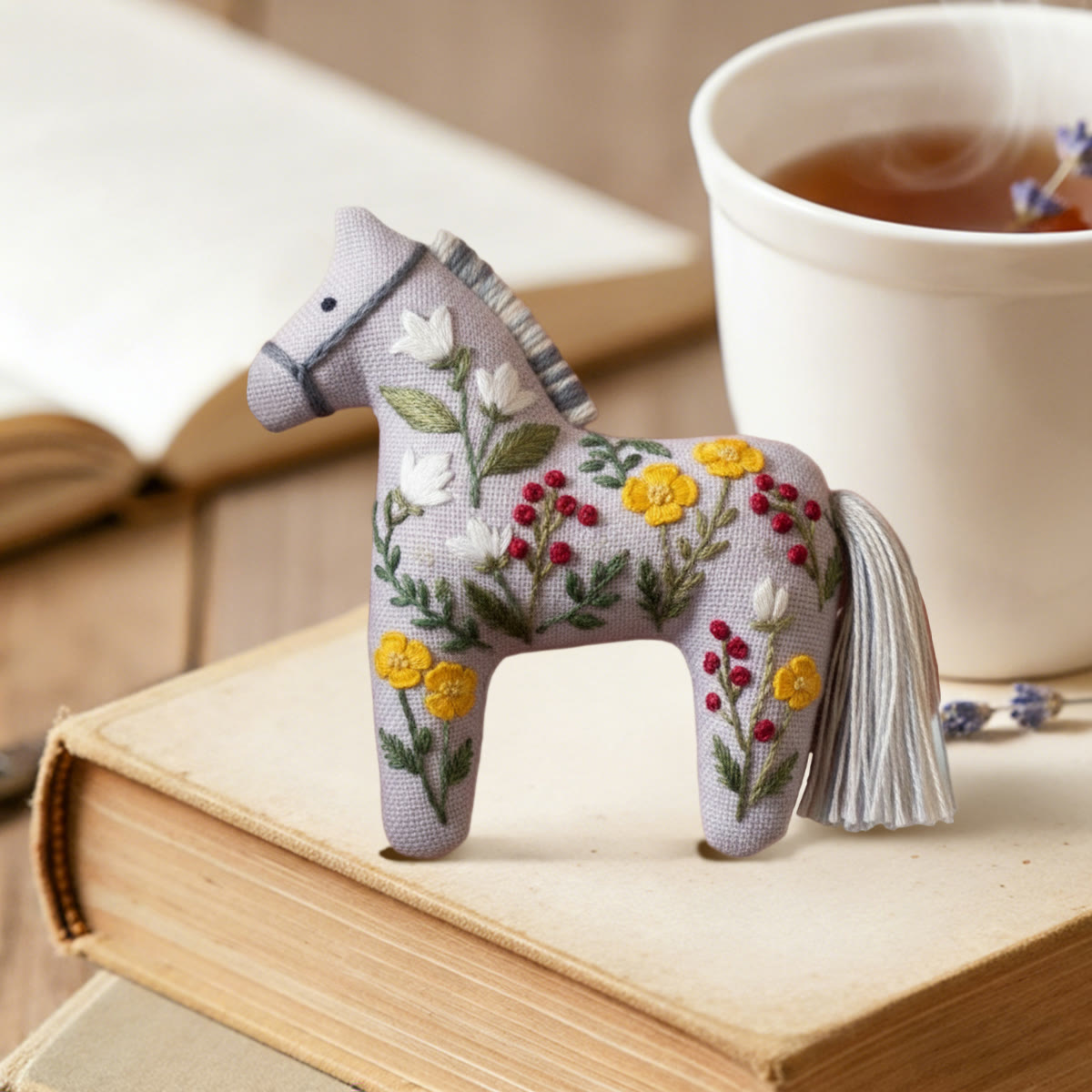 Rubbyoo Dala Horse Embroidery Kit - White And Yellow Flower | Sewing Handmade Gift | Nature-inspired Home Decor  - image 2