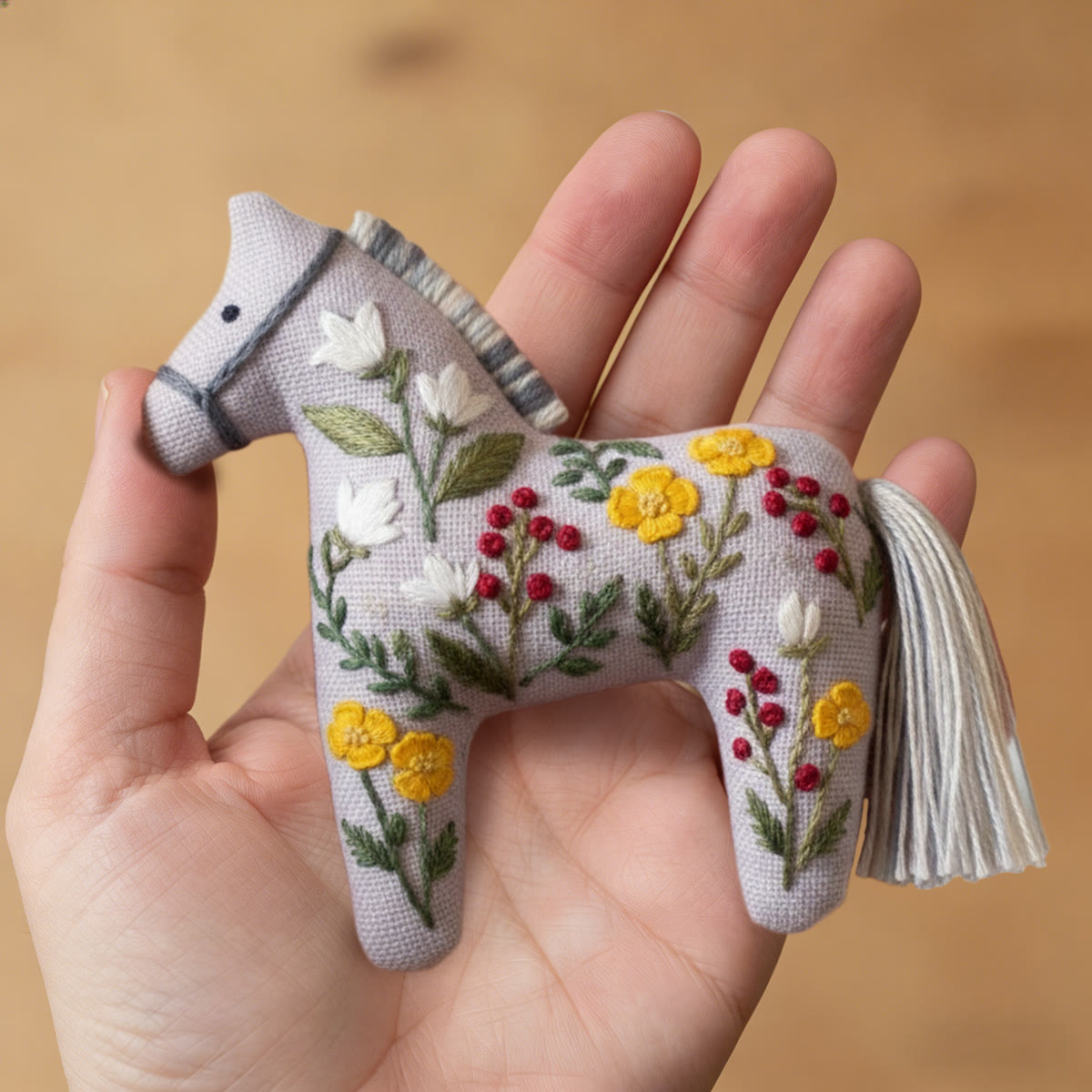 Rubbyoo Dala Horse Embroidery Kit - White And Yellow Flower | Sewing Handmade Gift | Nature-inspired Home Decor  - image 8