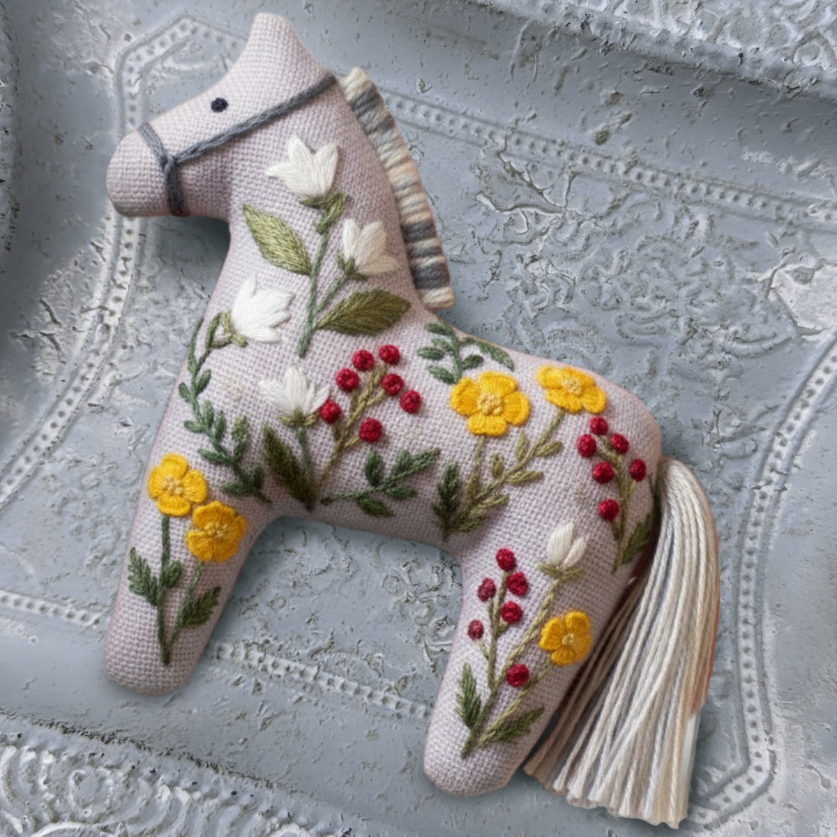 Rubbyoo Dala Horse Embroidery Kit - White And Yellow Flower | Sewing Handmade Gift | Nature-inspired Home Decor  - image 9