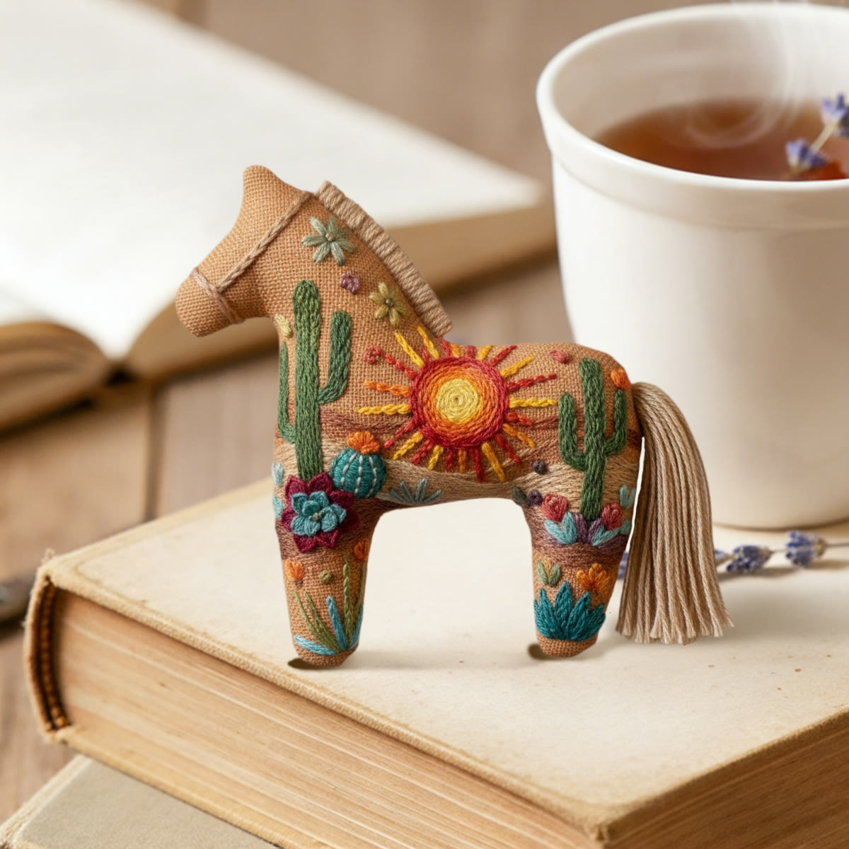 Rubbyoo Dala Horse Embroidery Kit - Sun And Desert | Unique Gift For Nature Lovers | Personalized Bag Charm  - image 2