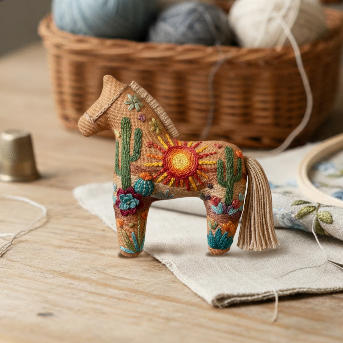 Rubbyoo Dala Horse Embroidery Kit - Sun And Desert | Unique Gift For Nature Lovers | Personalized Bag Charm  - image 3