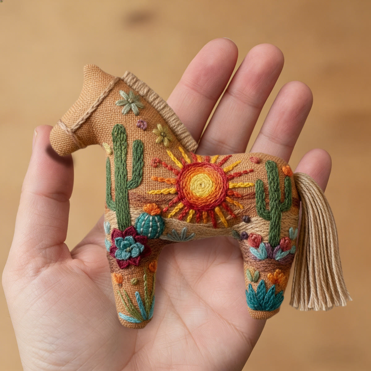Rubbyoo Dala Horse Embroidery Kit - Sun And Desert | Unique Gift For Nature Lovers | Personalized Bag Charm  - image 7