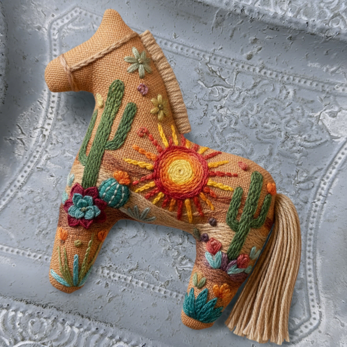 Rubbyoo Dala Horse Embroidery Kit - Sun And Desert | Unique Gift For Nature Lovers | Personalized Bag Charm  - image 8