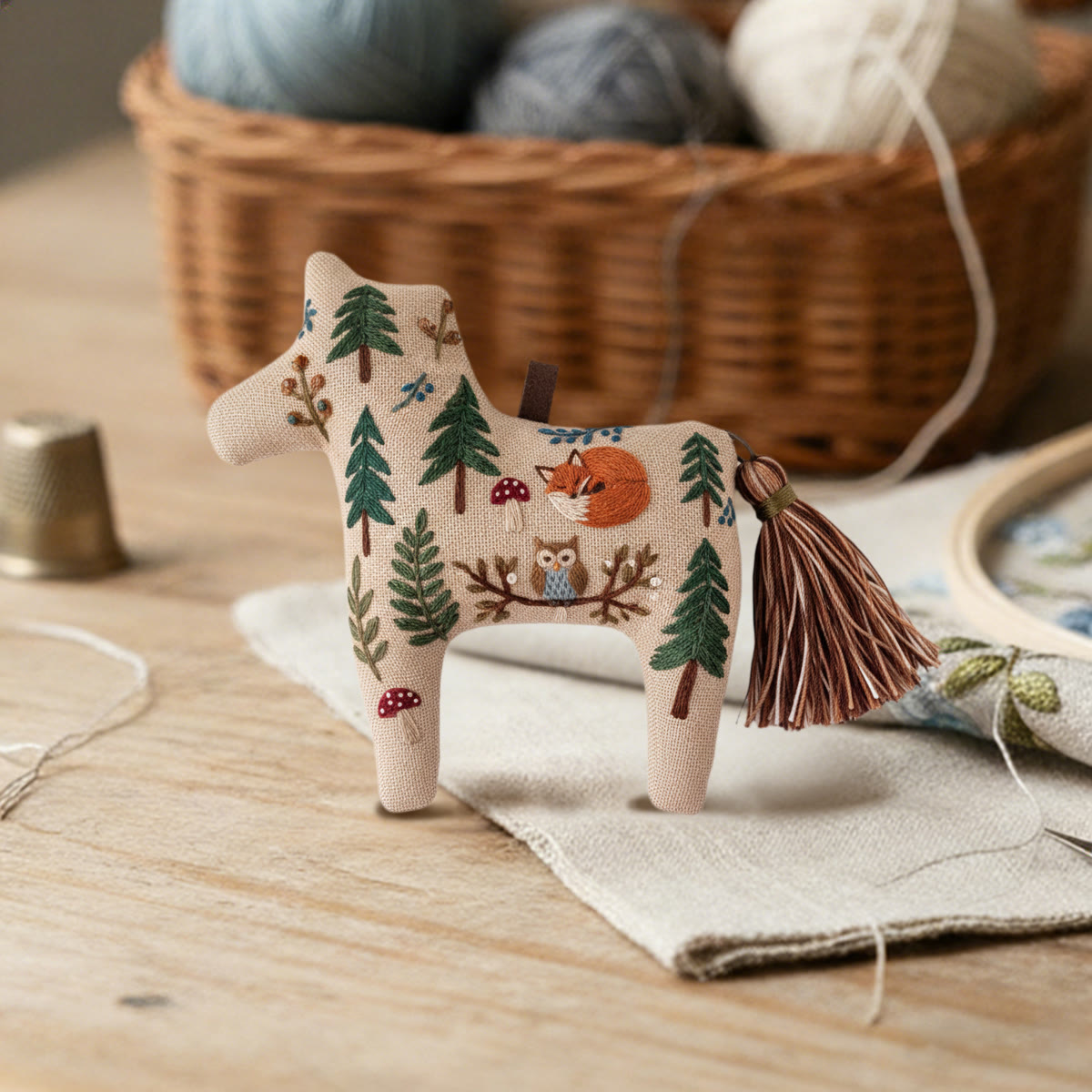 Rubbyoo Dala Horse Embroidery Kit - Fox And Forest | Stress Relief DIY Craft | Fairy-tale Home Decor  - image 3