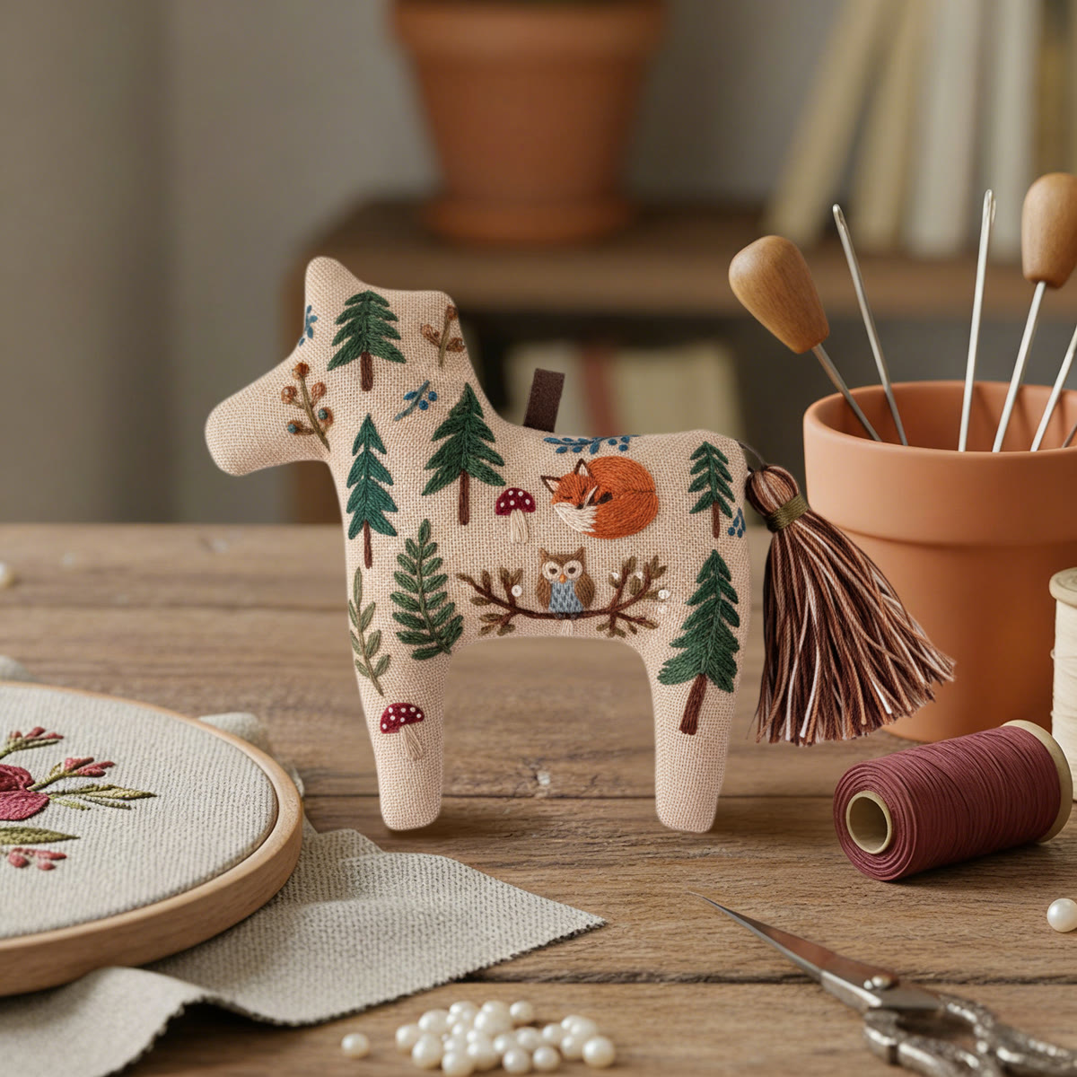 Rubbyoo Dala Horse Embroidery Kit - Fox And Forest | Stress Relief DIY Craft | Fairy-tale Home Decor  - image 5