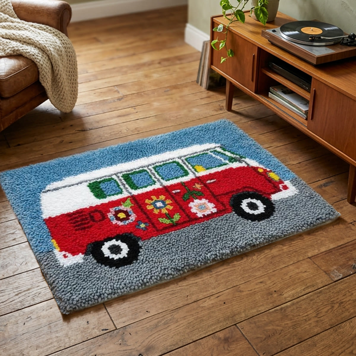Rubbyoo Latch Hook Rug Kit - Vintage Camper | Rectangle Floor Mat | Unique Housewarming Gift - image 5