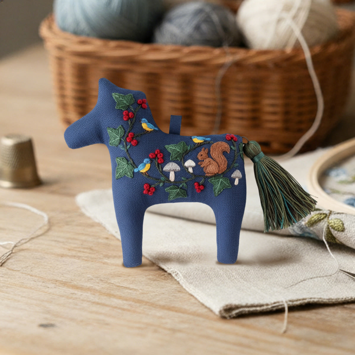 Rubbyoo Dala Horse Embroidery Kit - Bird and Squirrel | Sewing Handmade Gift | Nature-inspired Home Decor  - image 3