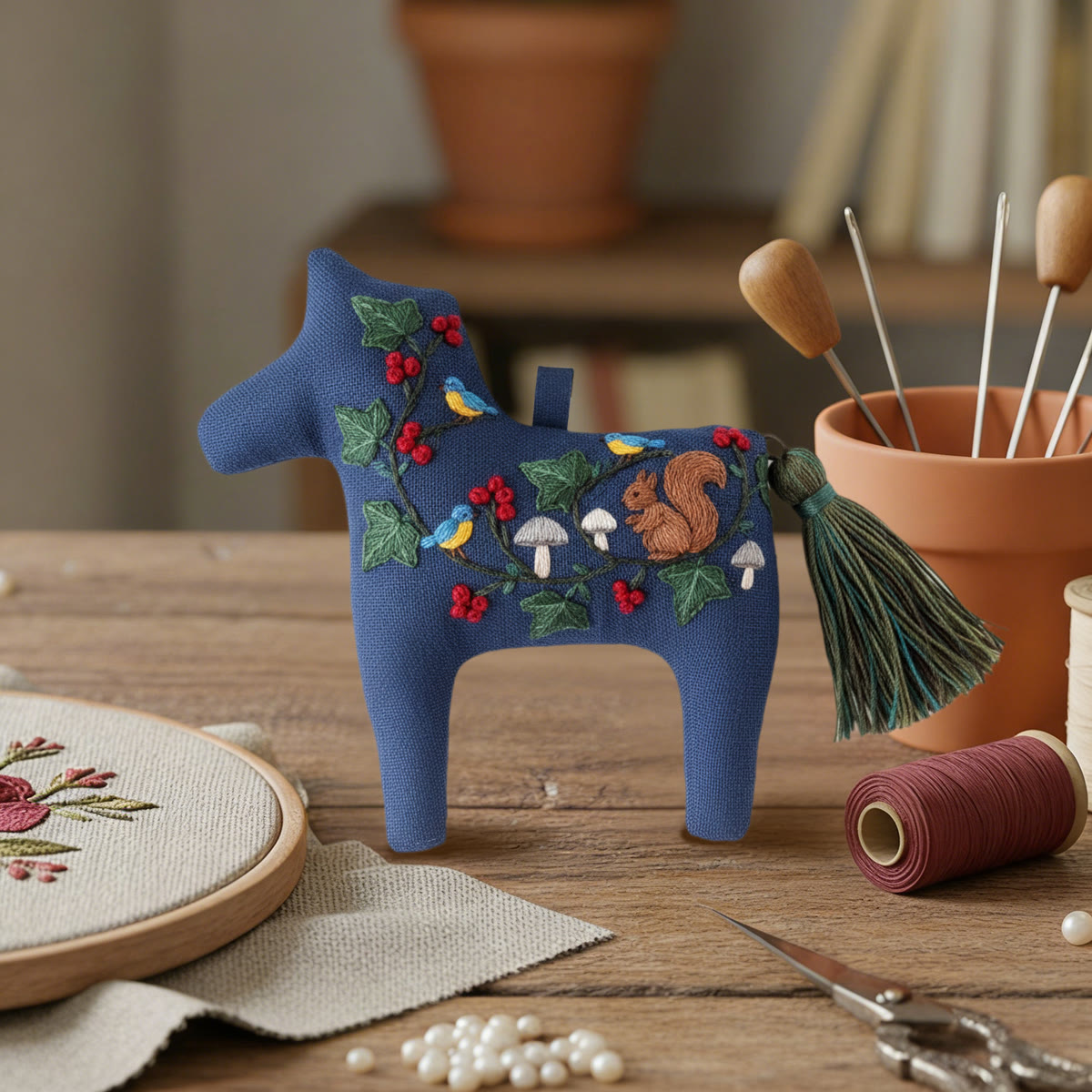 Rubbyoo Dala Horse Embroidery Kit - Bird and Squirrel | Sewing Handmade Gift | Nature-inspired Home Decor  - image 5