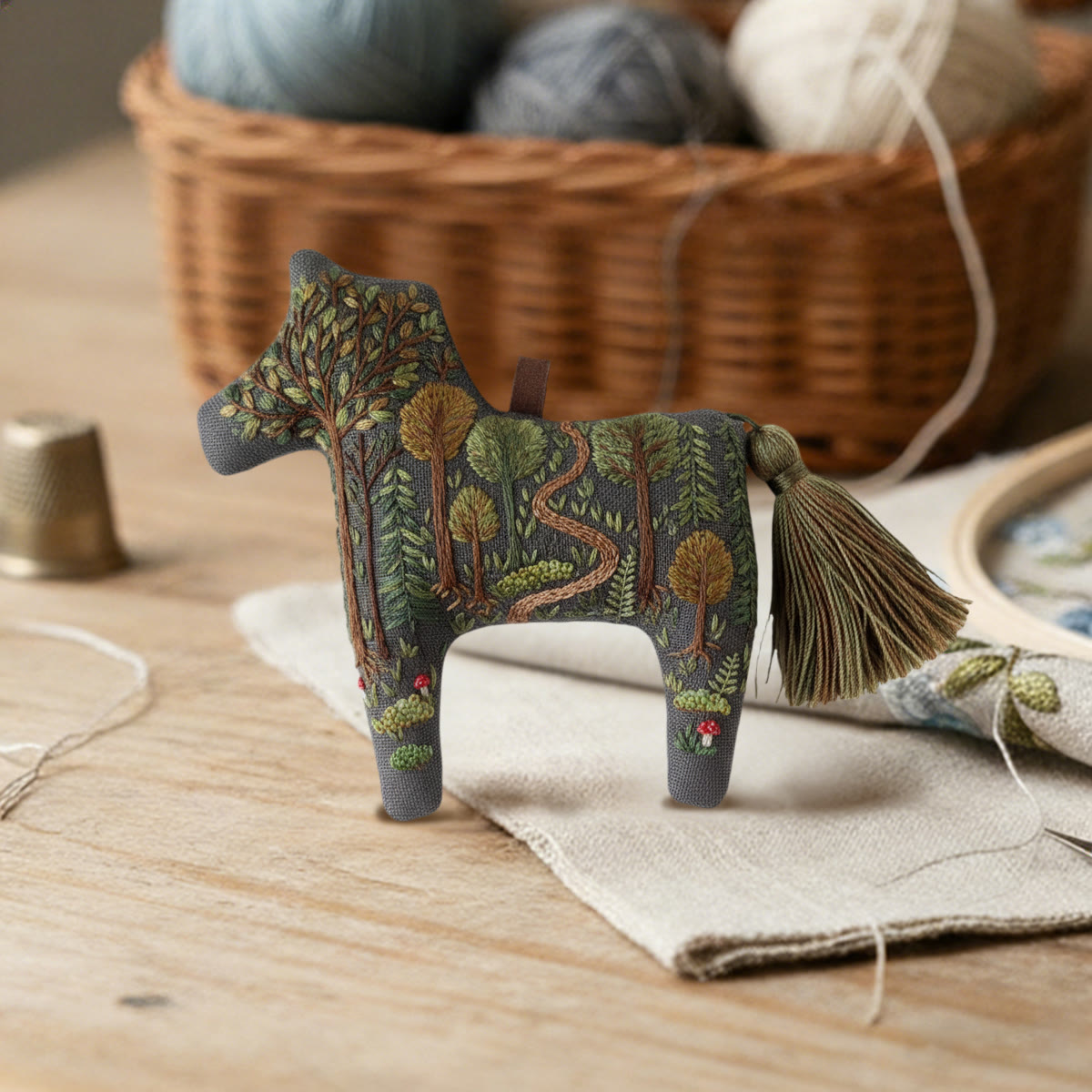 Rubbyoo Dala Horse Embroidery Kit - Woodland Scenery | Forest Creature Gift| Nature-inspired Home Decor  - image 3